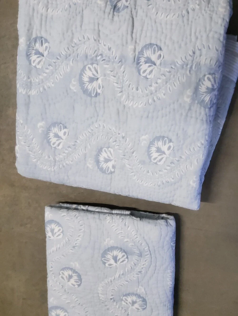 Fairhope Cotton Voile Coverlet By Serena And Lily, Sky Sz Q + BONUS SHAM!